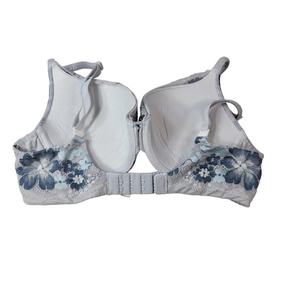 Victoria's Secret Body By Perfect Shape Bra Gray 32C Floral Lace Underwire Padd - Picture 6 of 12